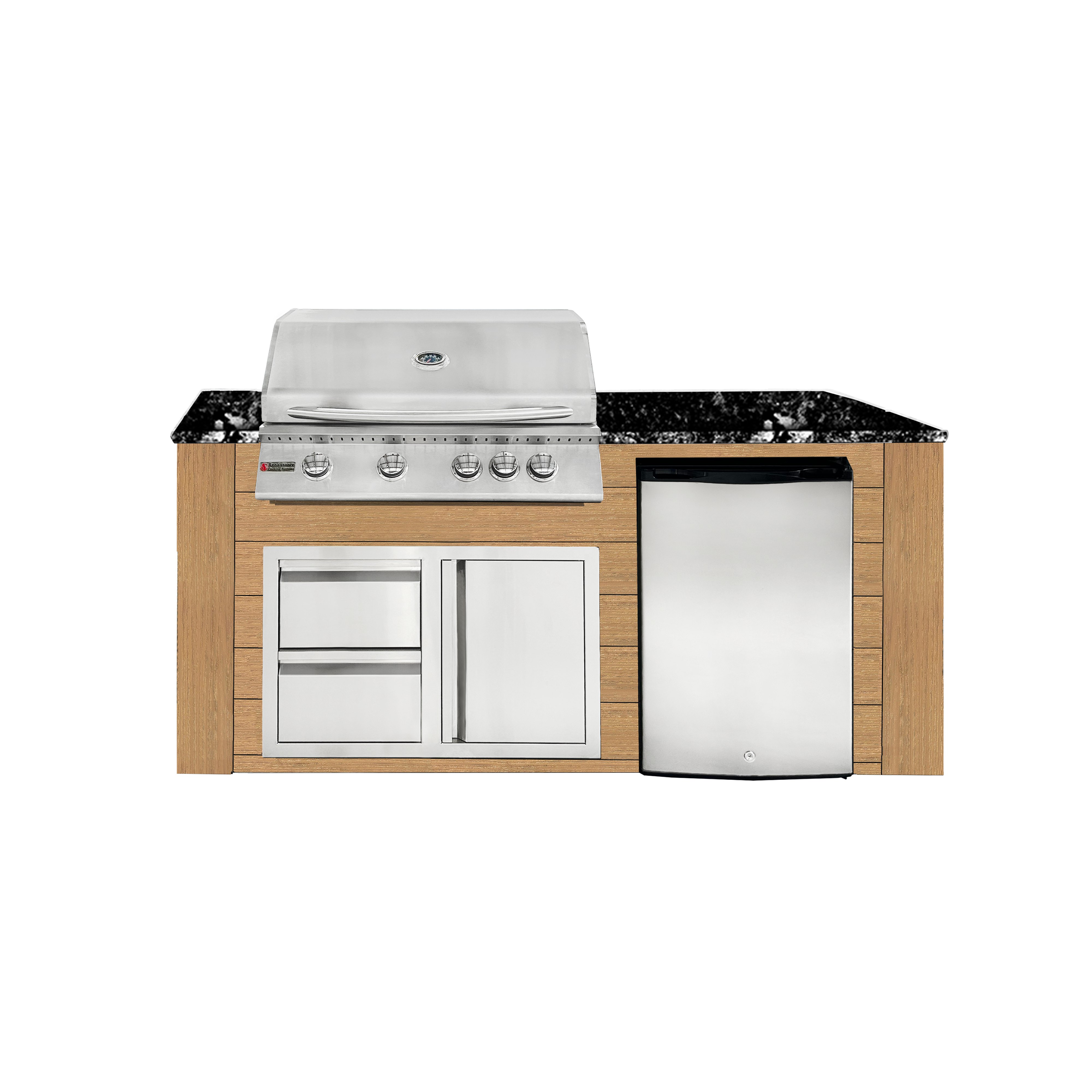 Image of 6ft Outdoor Kitchen - Cedar Cabinet w/ Black Granite Countertop